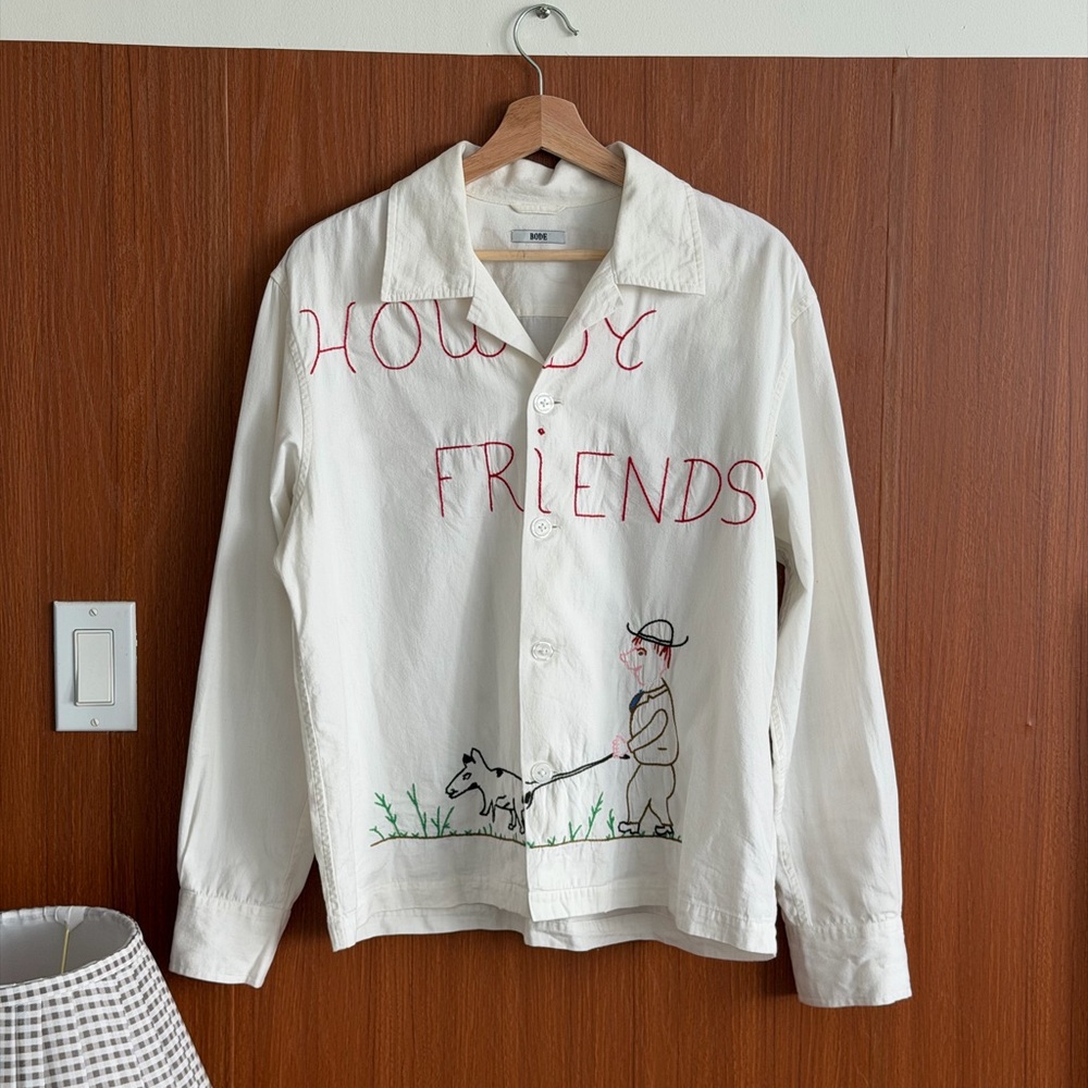 BODE - Houdy Camp-Collar Embroidered Cotton-Canvas Shirt - White